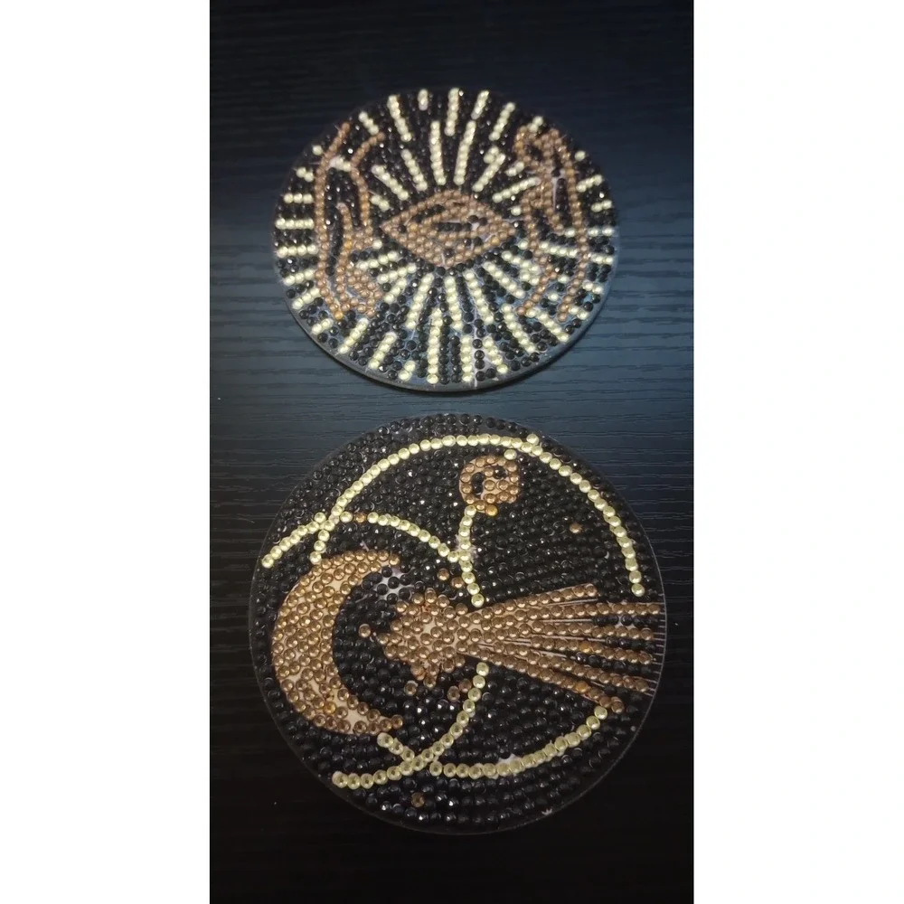 Set of 8 Diamond‎ Painted Mystic Tarot Coasters